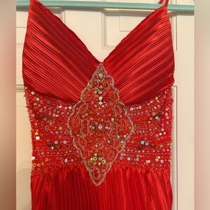 Narianna Burnt Orange Color Vibrant Red Dress Medium